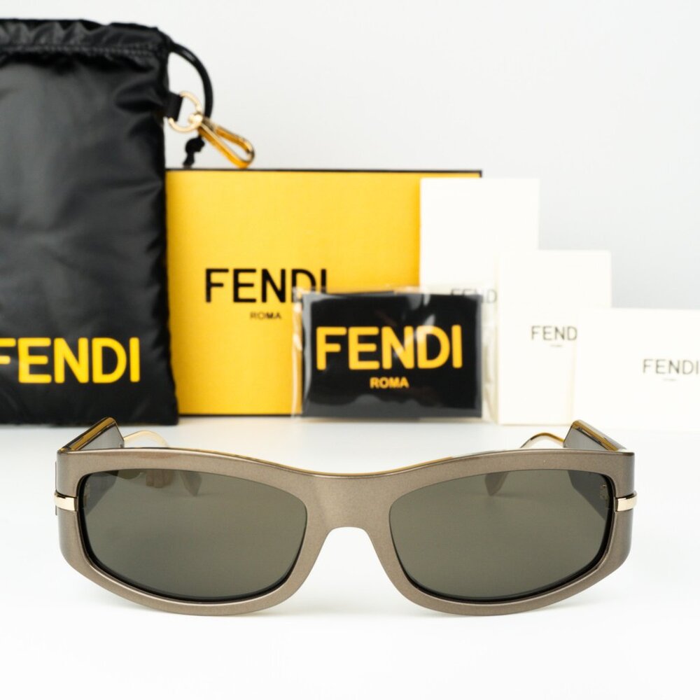 Fendi Men Sunglasses FE40120I SHADOW 45E Opaline Pink Brown Oval BRAND NEW